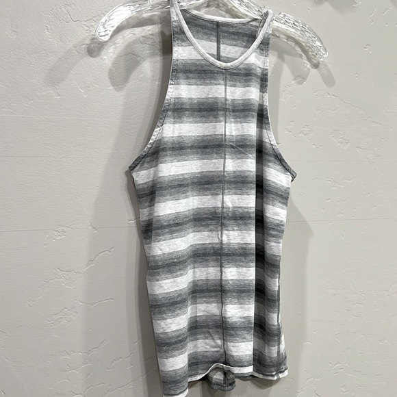 lululemon athletica Tops - Lululemon Grey and cream striped cutout sleeve High neck tank top